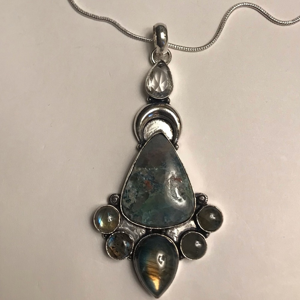Labradorite Quantum Guattro Stamped 925 Sterling Silver Necklace